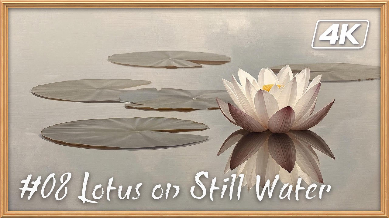 Zen Garden Gallery #08 | Minimal Lotus on Still Water (Oil Painting) | 4K Meditation Ambience