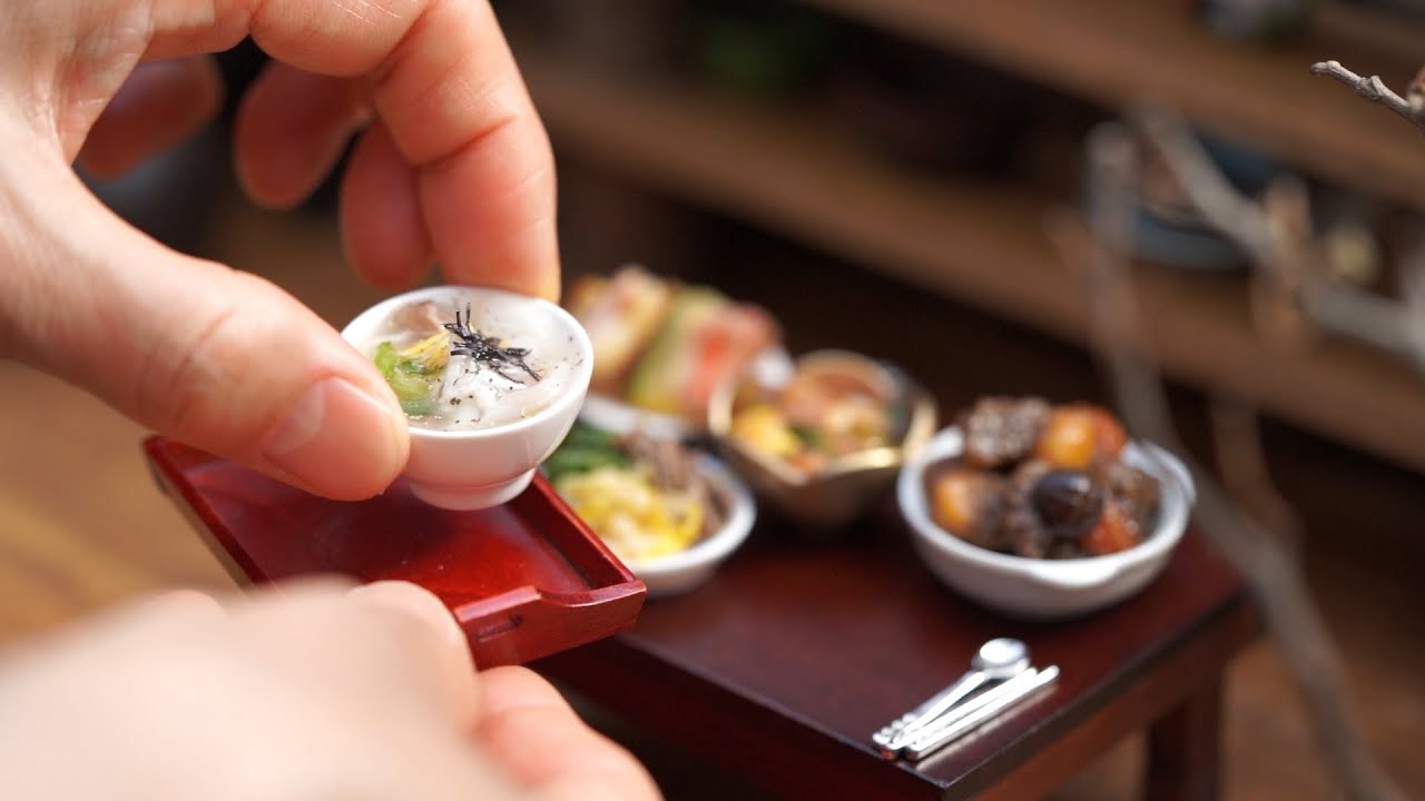 미니어처 요리/설음식/Korean Mini Food/떡만둣국/갈비찜/나박물김치/김치만두/Miniature Cooking