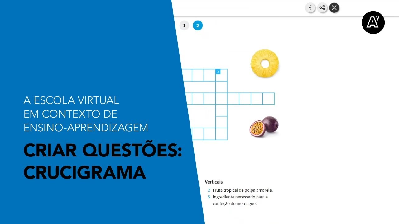 Criar questões: crucigrama
