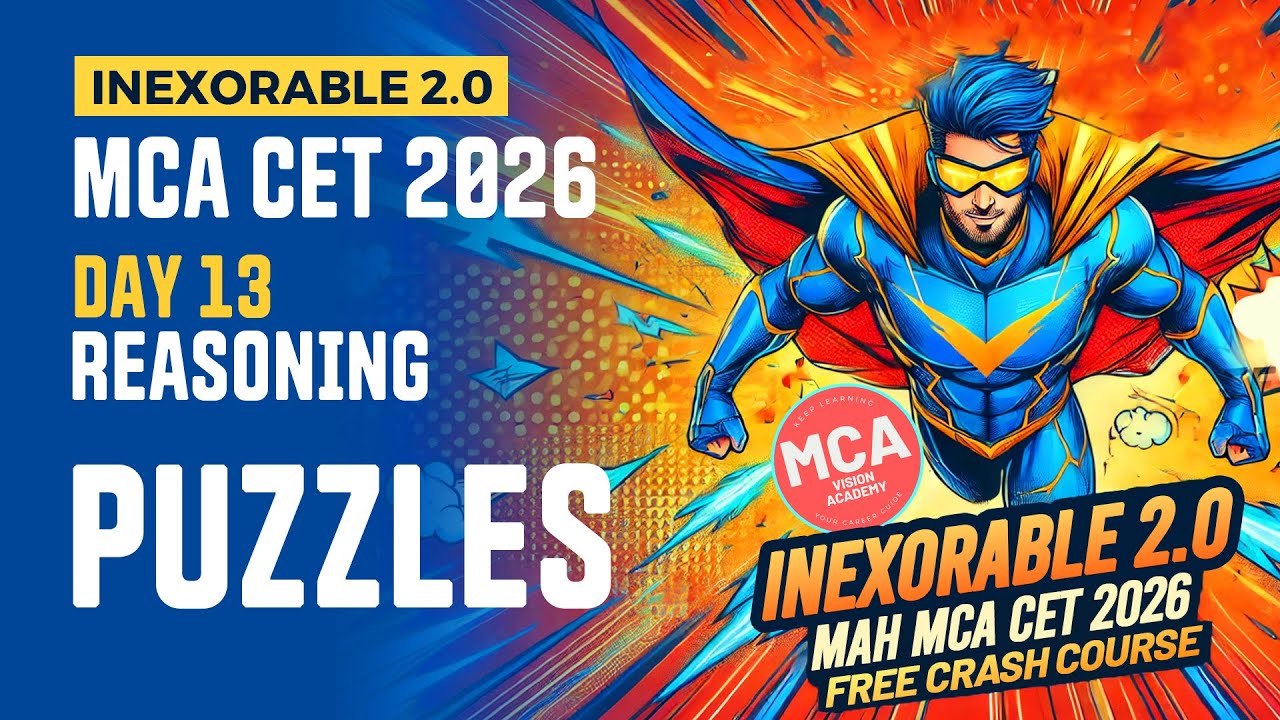 Reasoning Puzzles Day 13 MCA CET 2026 Crash Course🔥 INEXORABLE FREE Crash Course 🚀