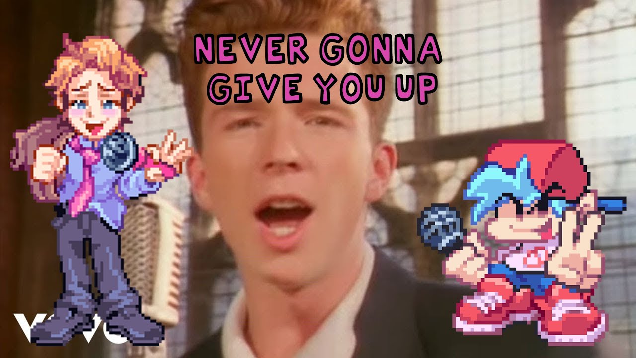 Friday Night Funkin' - Senpai but he's Never Gonna Give You Up