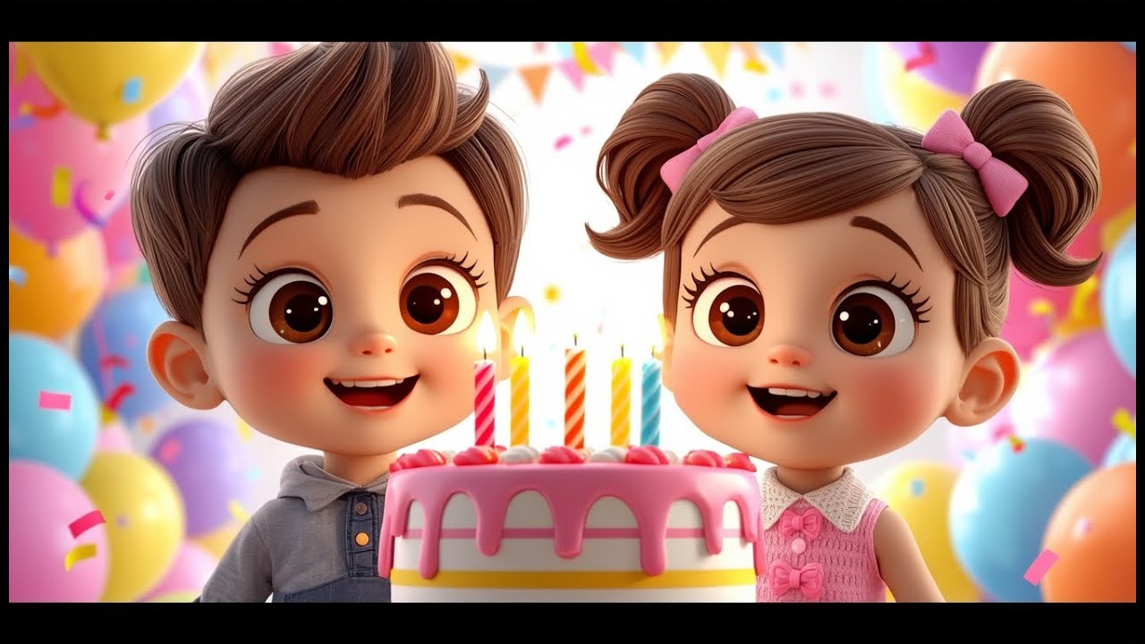 🎉 Happy Birthday Song 🎂 | Cute Kids Birthday Party 🎈 Fun Cake & Balloons | Baby & Toddler Music