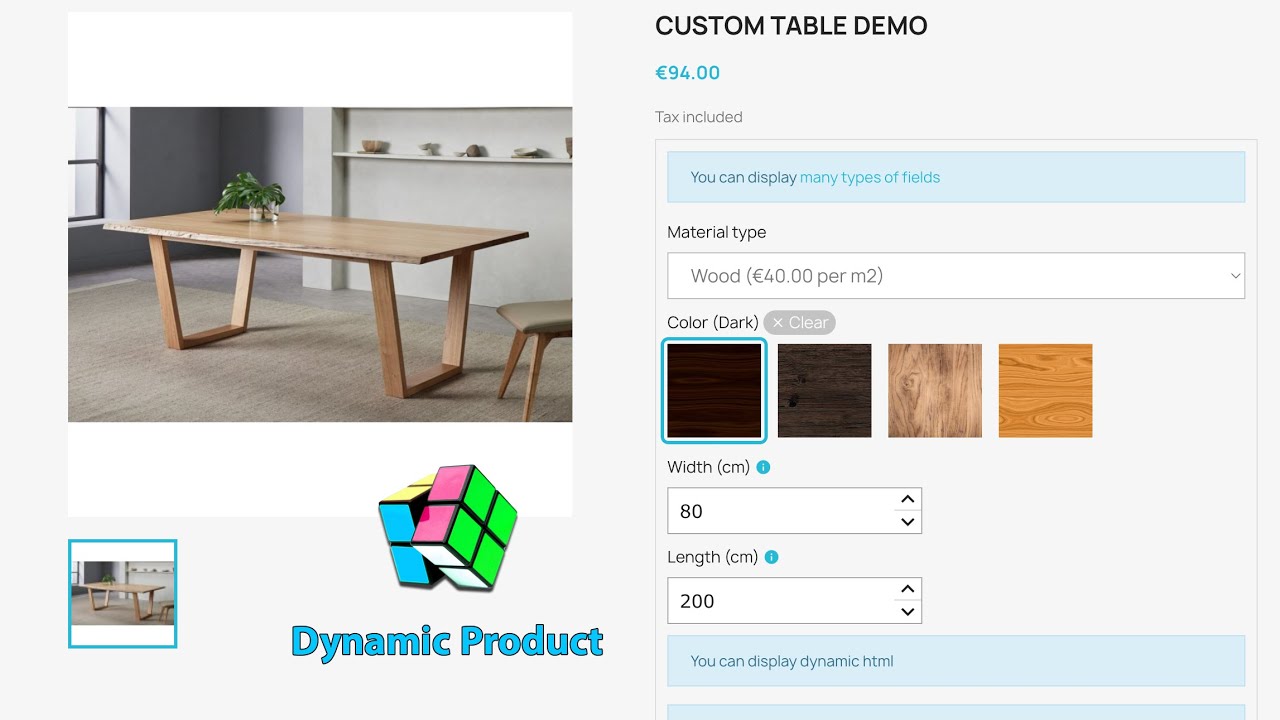 Dynamic Product Fields Demo (PrestaShop Module)