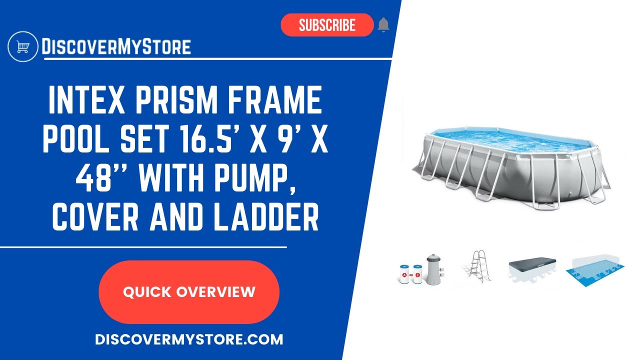 INTEX Prism Frame Pool Set 16 5' x 9' x 48'' with Filter Pump, Pool Cover and Ladder