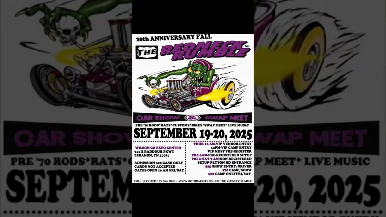 20th Annual Fall Redneck Rumble! Sept 19-20. Wilson Co Fairgrounds Lebanon TN.