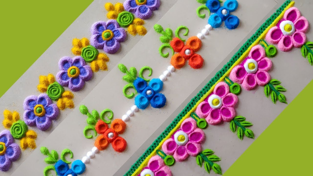 Easy Border Rangoli Designs l Quick and Simple border l Door Border Muggulu.
