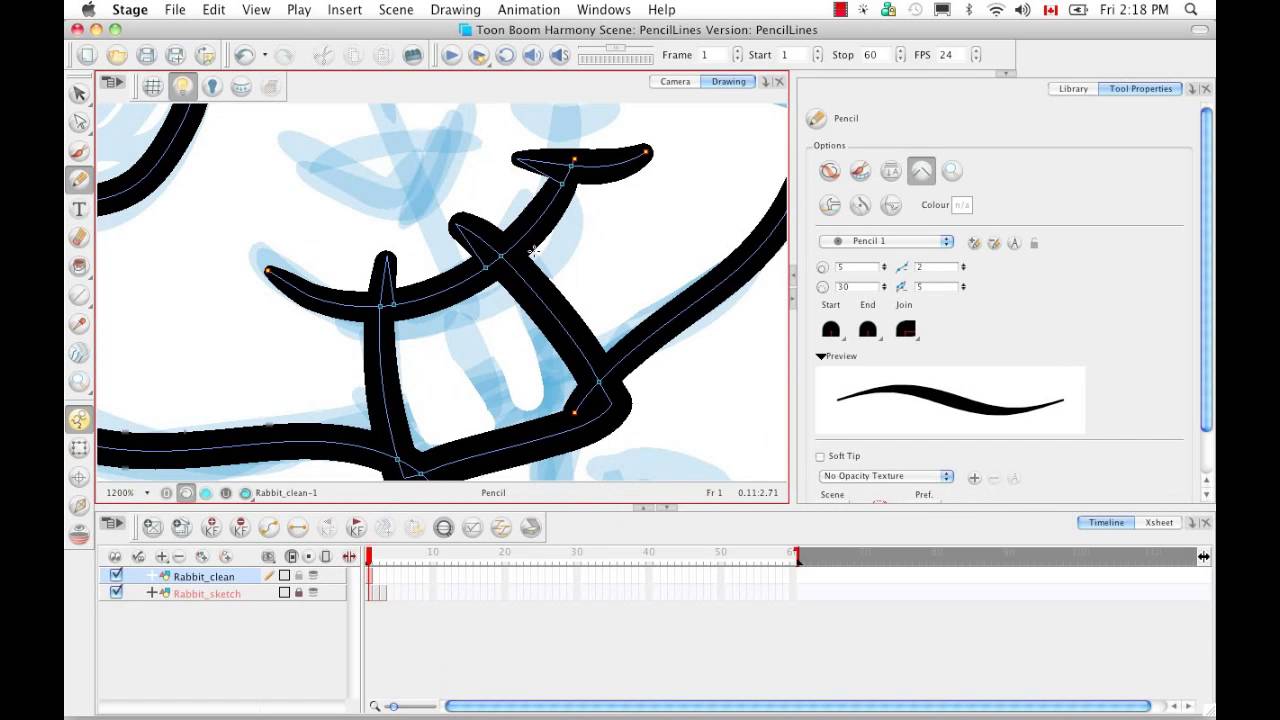 Drawing Using the Pencil Line Tool in Harmony 10