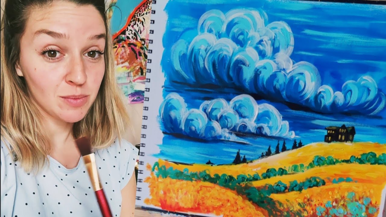 Рисуване на пейзаж с облаци / painting landscape clouds