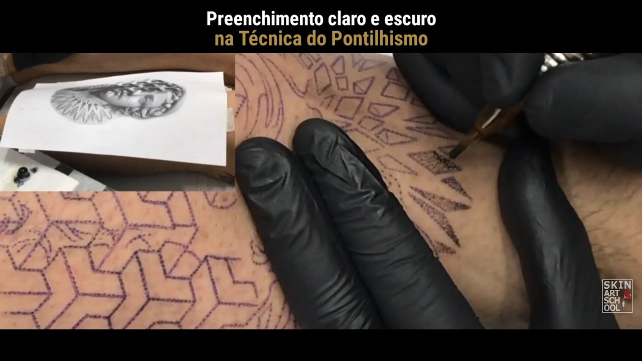 Preenchimento claro e escuro na Técnica do Pontilhismo