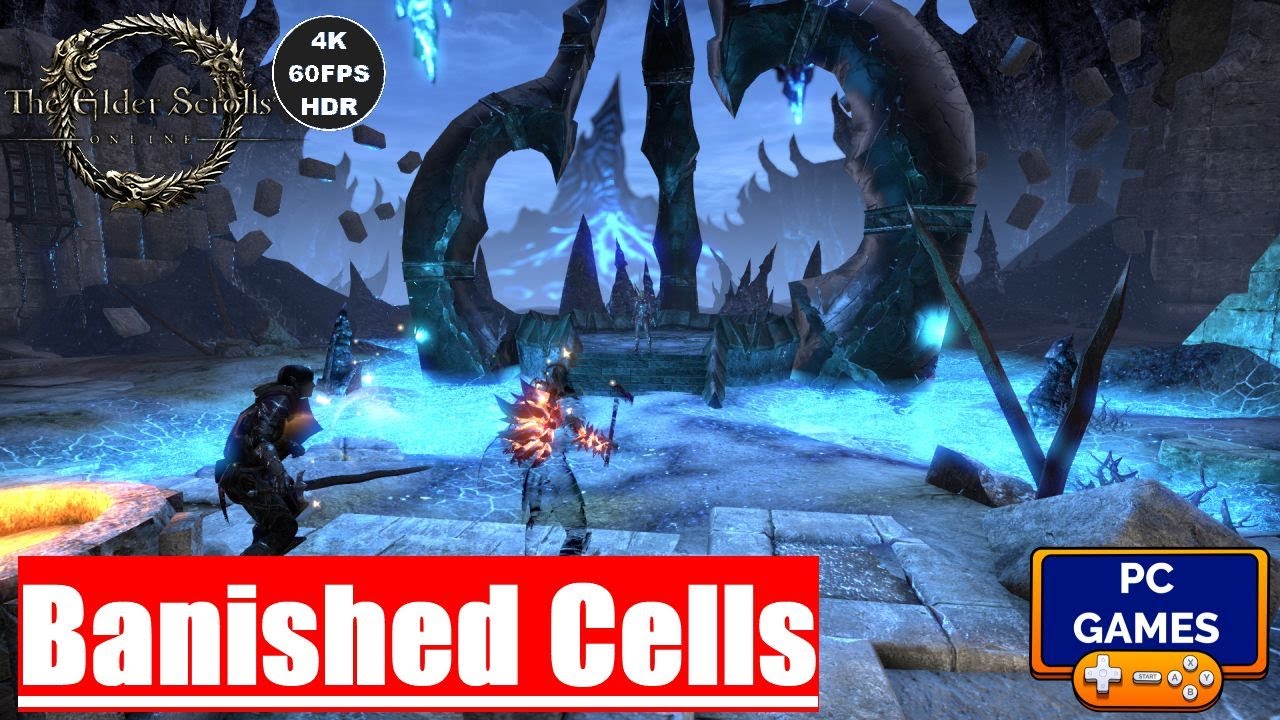 ESO Gameplay 2022 (PC) Dungeons Banished Cells 1 & 2 [4K 60FPS HDR]