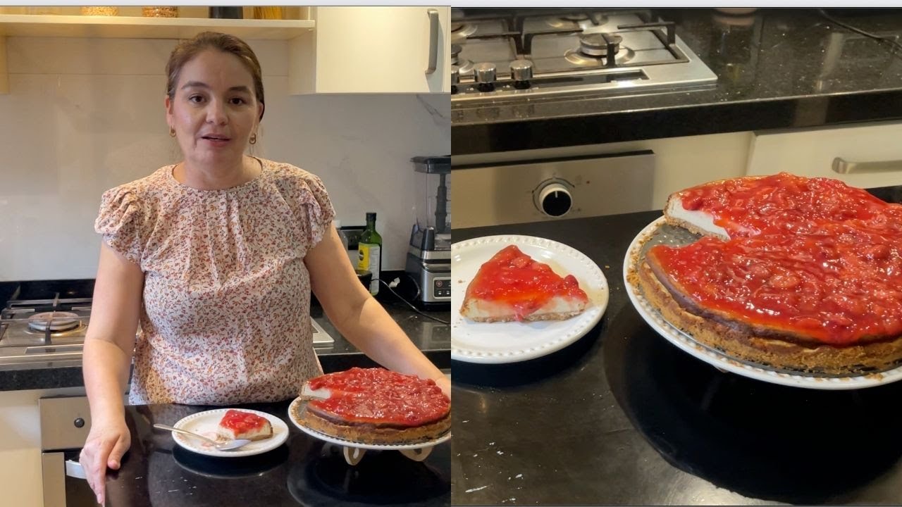 Asi prepare este CHEESECAKE CON FRESAS - Cocinando con Vero