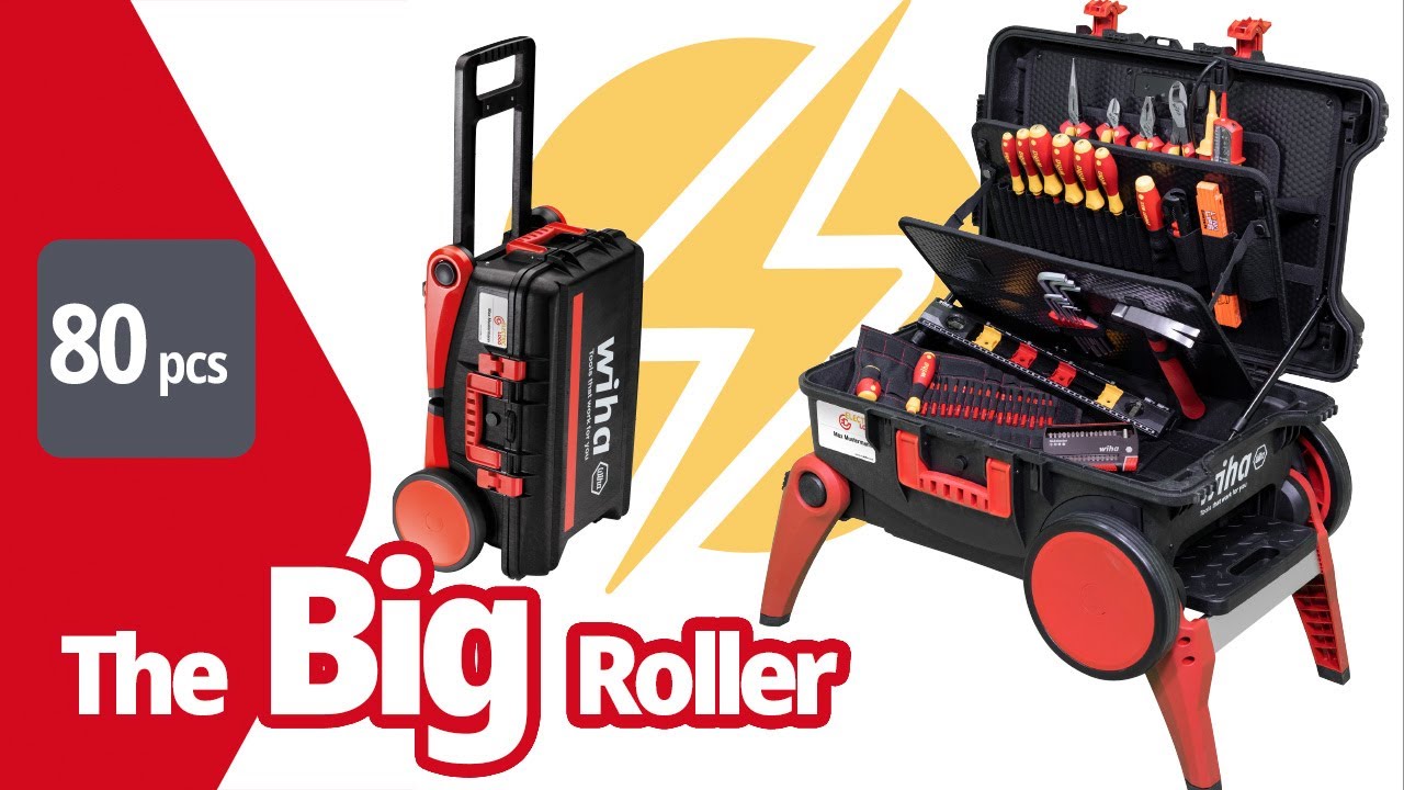 Wiha Werkzeugkoffer Set XXL 4 electric I 80-tlg. | Elektriker Werkzeugkoffer mit Rollen | (45734)