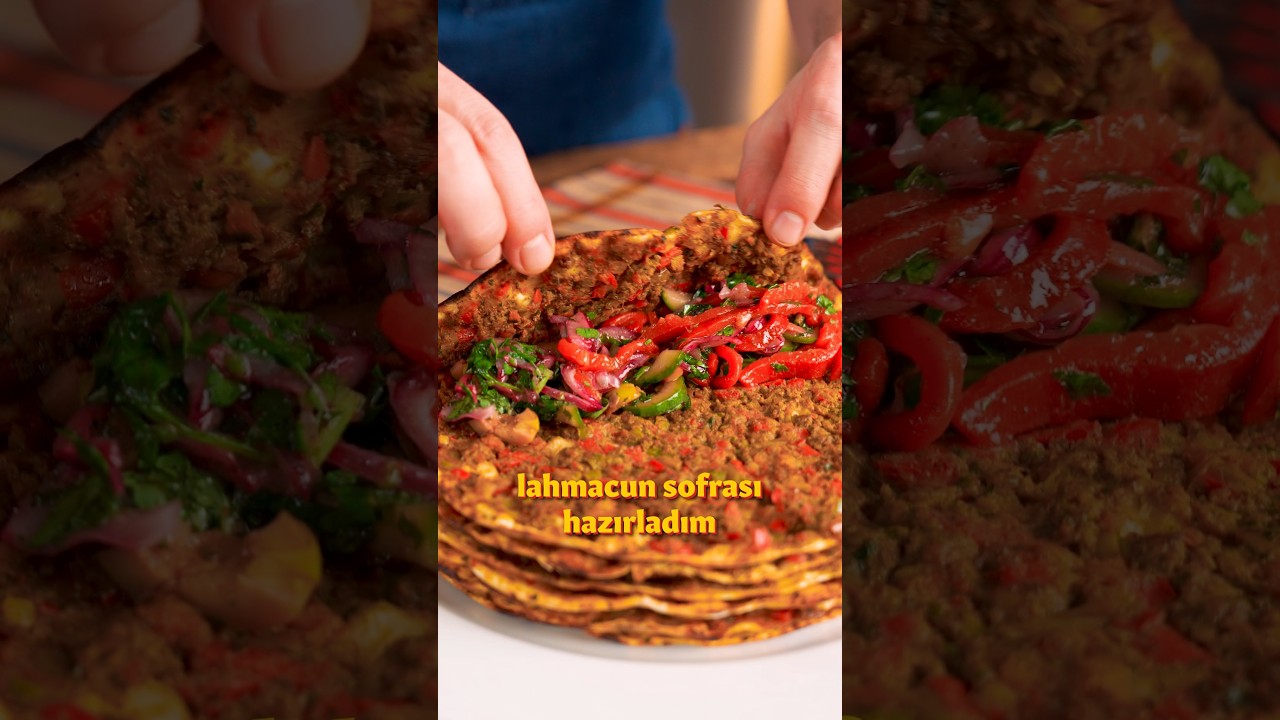 Muhteşem Yancılarıyla LAHMACUN SOFRASI 🥗🤩 #yemekcom #lahmacun #salata