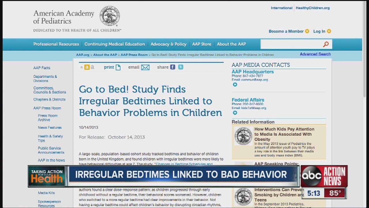 Changes in bedtimes can affect children's behavior
