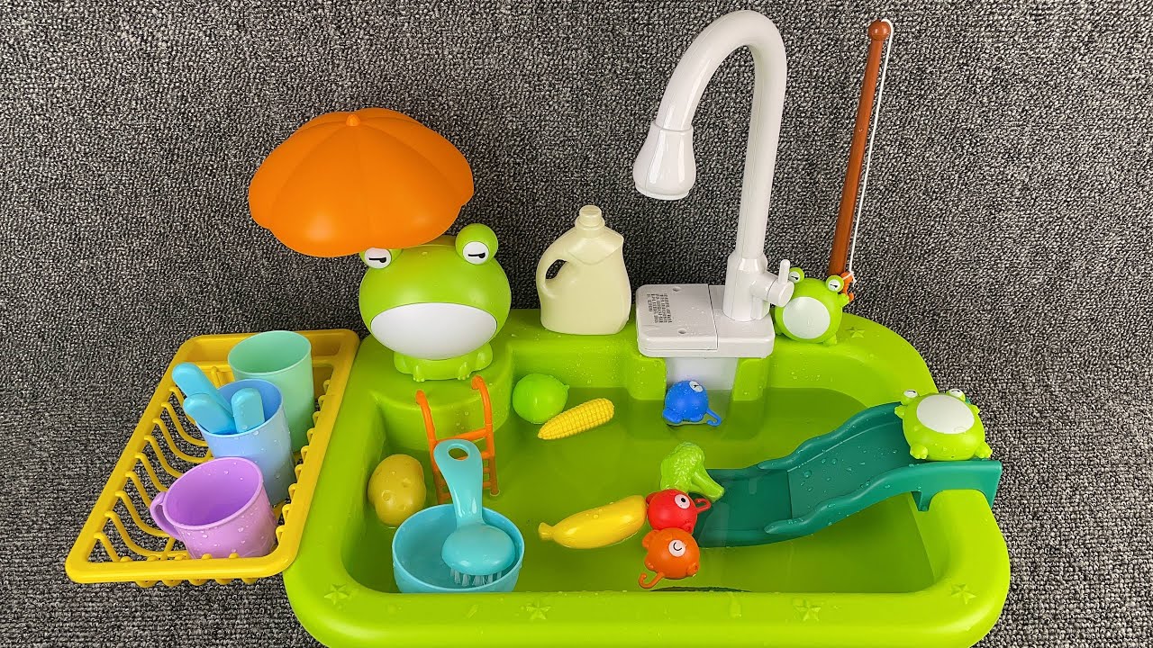 8 Minutes of Satisfaction Unboxing Frog Simulation Automatic Dishwasher Set ASMR | Toy Review