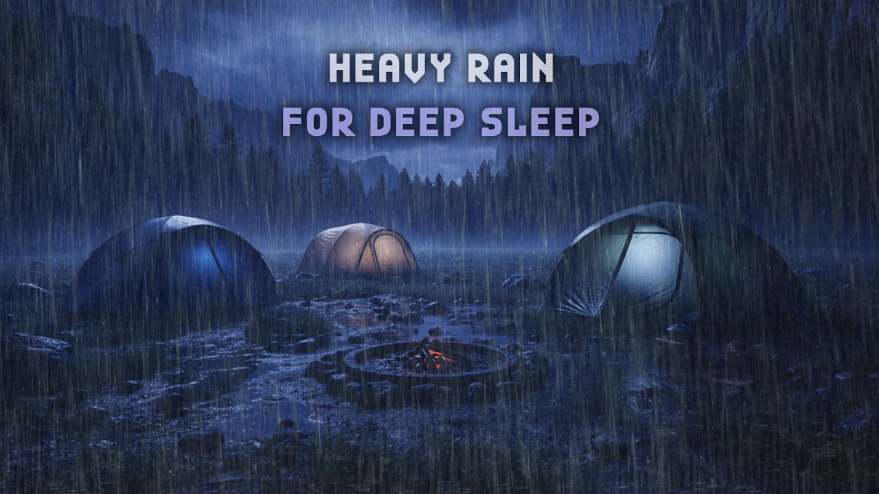 Camping in the Mountains During a Rainstorm 🌧️⚡ Soft Thunder for Instant Sleep 😌🌙