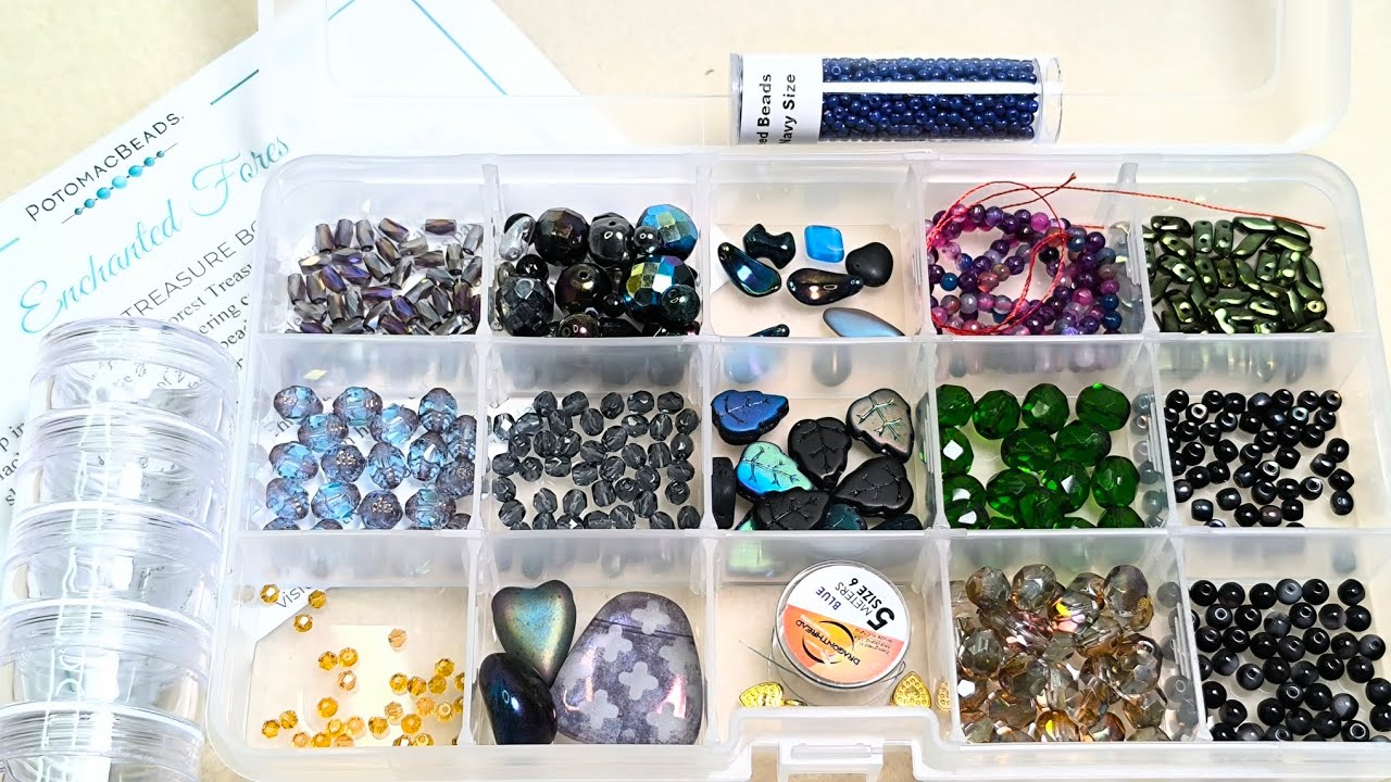 Organizing the Oct '24  Potomac Beads Treasure box: Enchanted Forest