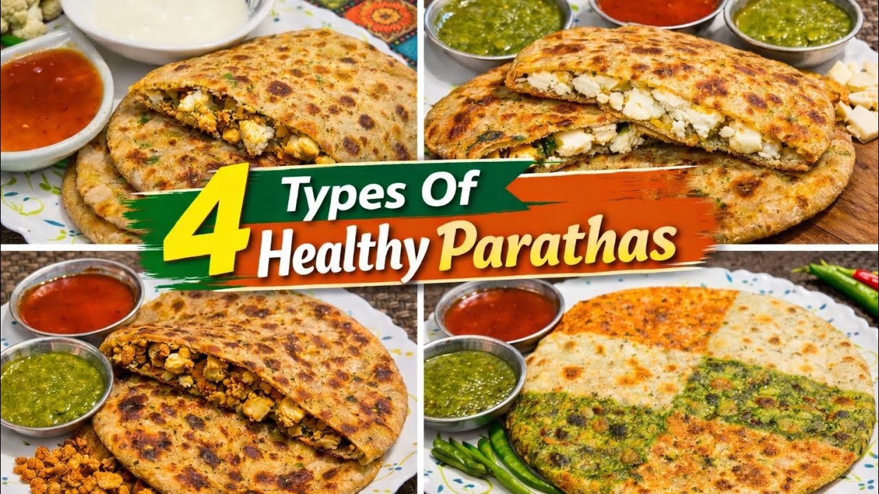चार आसान & हेल्दी पराठे 🍴 घर पर बनाएं मिनटों में | Easy Healthy Paratha Recipes 🤤 |