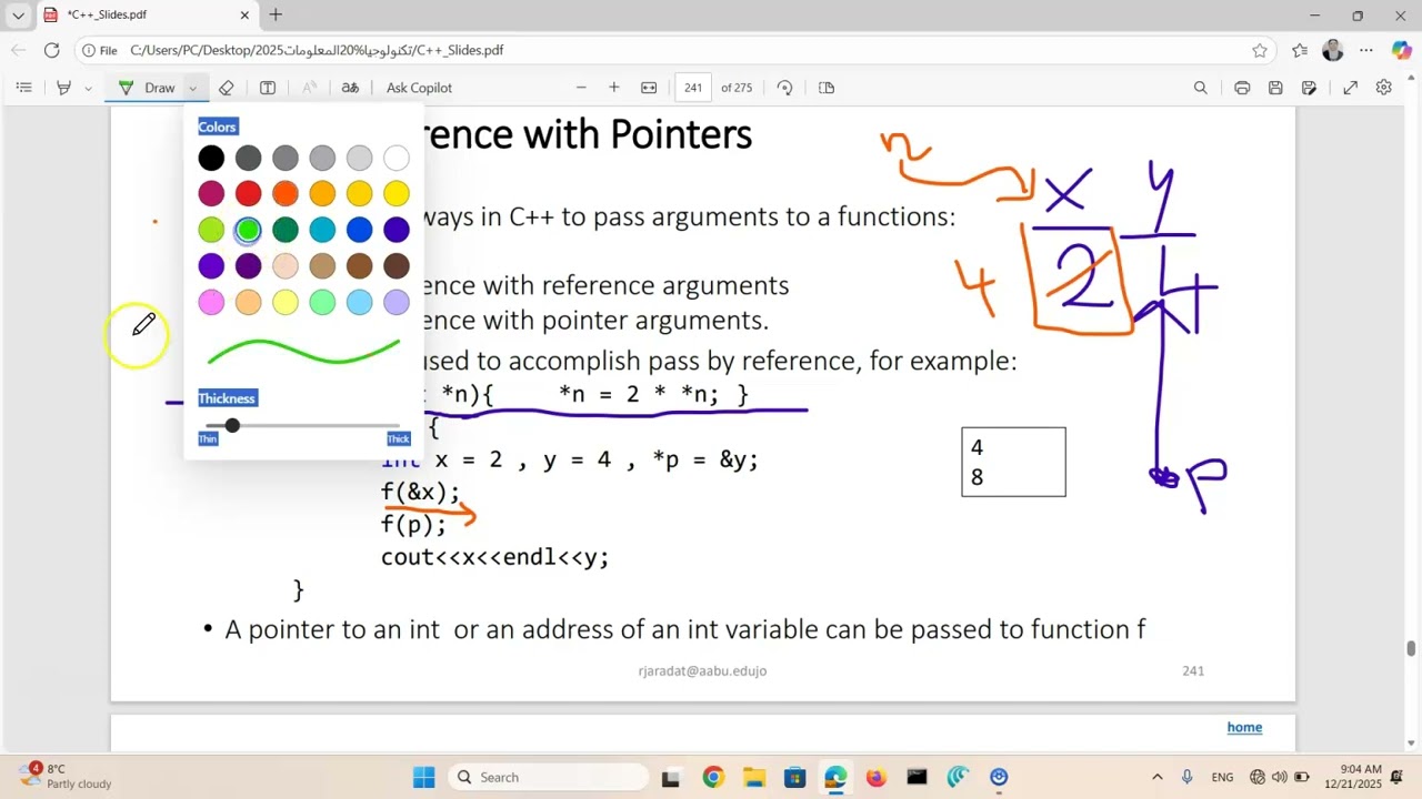Pointer 3شرح دكتوره سهير بني عطا c++