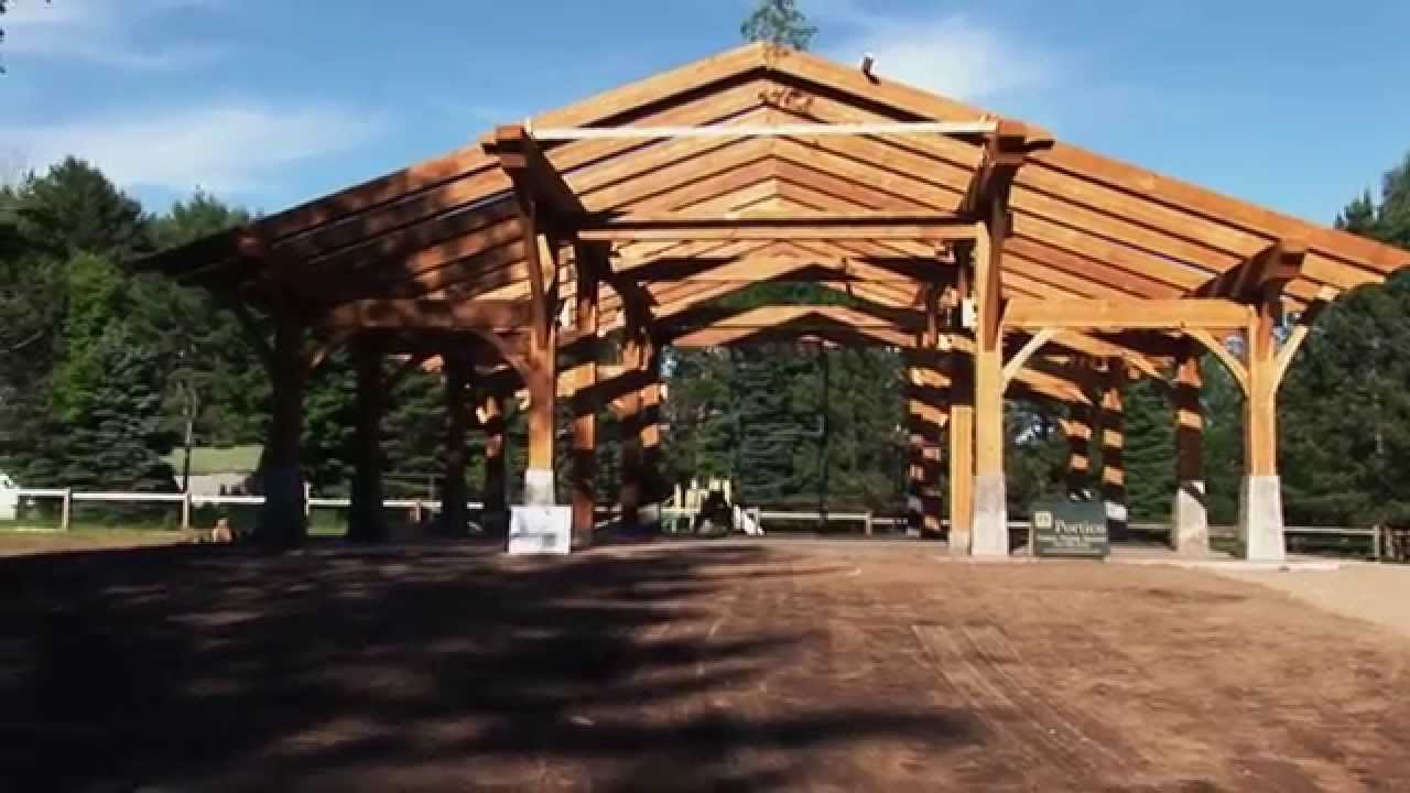 Timber Frame raising by Portico Timber Frames - Muskoka, Ontario