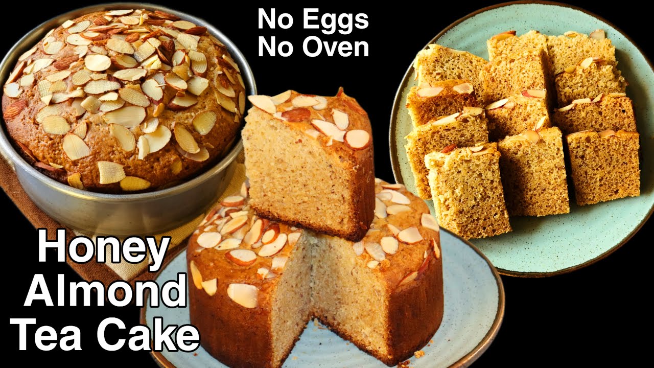 Eggless Honey Almond Tea Cake | Soft Tea Cake Without Oven | @MadhavisKitchen