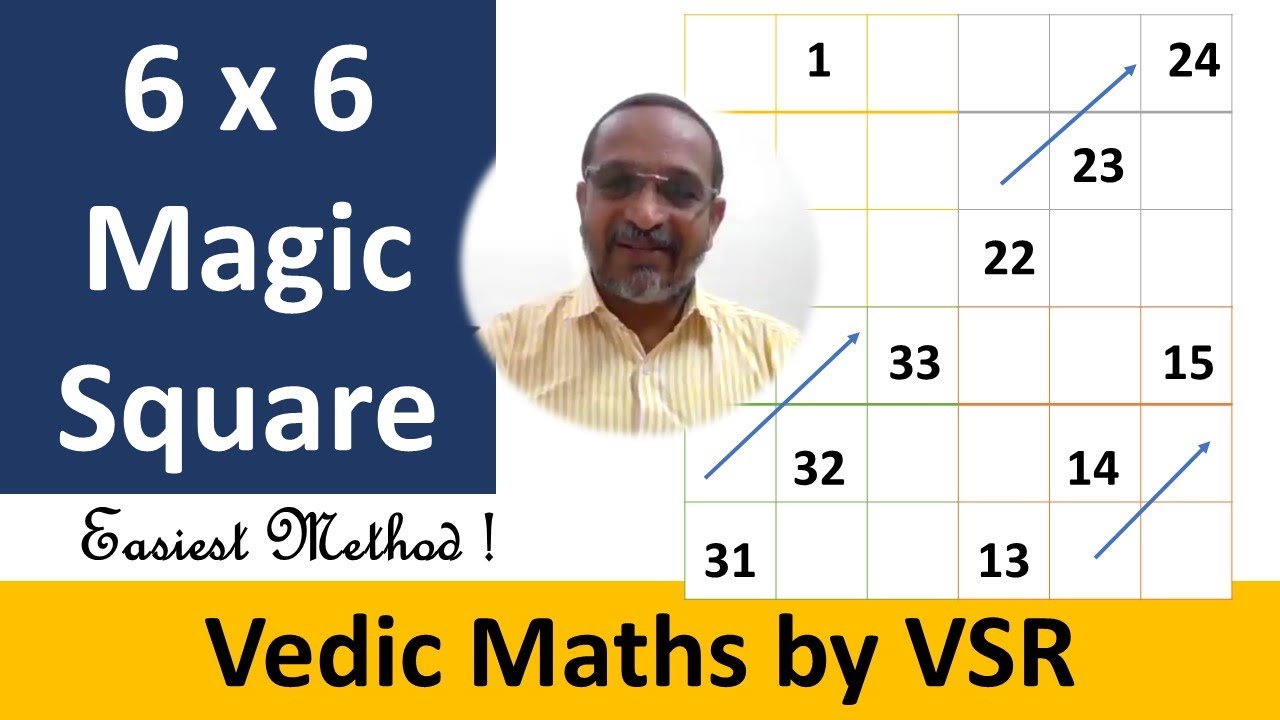 6 x 6 Magic Square in Seconds !! World's Easiest Method! Vedic Maths by VSR