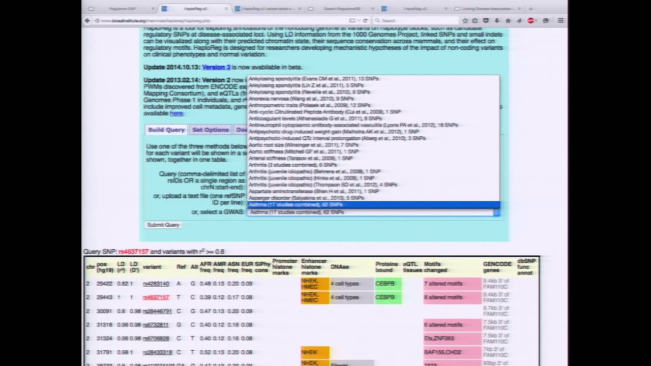 Variant Annotation Using RegulomeDB and HaploReg - Jill Moore