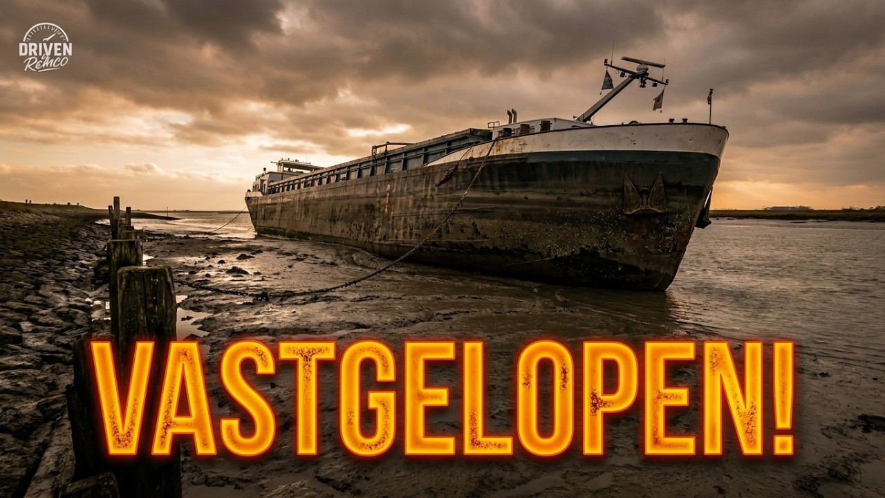 Vastgelopen binnenvaartschip | Stranded inland vessel