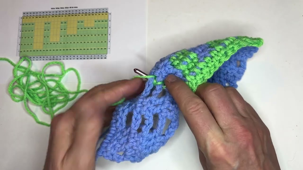 Waterfall crochet over dc rows