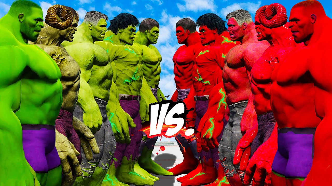 TEAM GREEN HULK vs TEAM RED HULK - HULK BATTLE - EPIC SUPERHEROES WAR