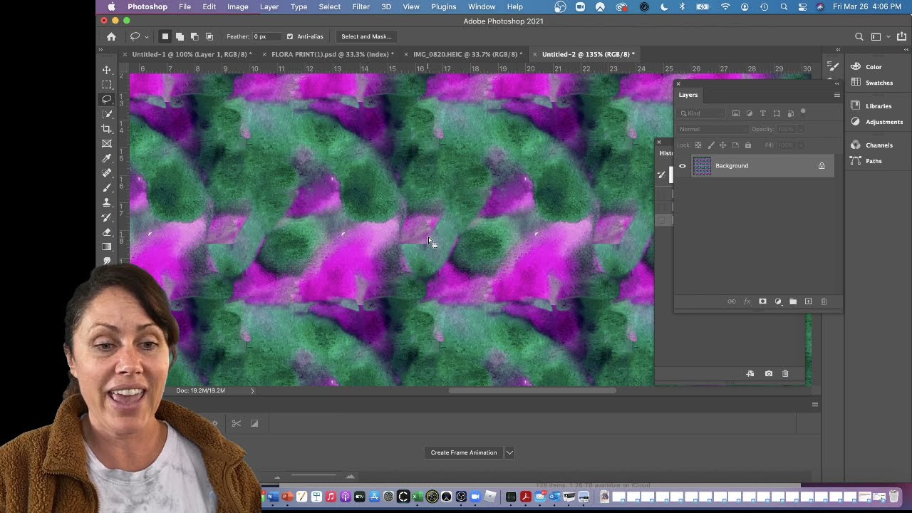 Water Color Repeat Tile Pattern Swatch in Photoshop Part 6: Create a repeat pattern swatch tile