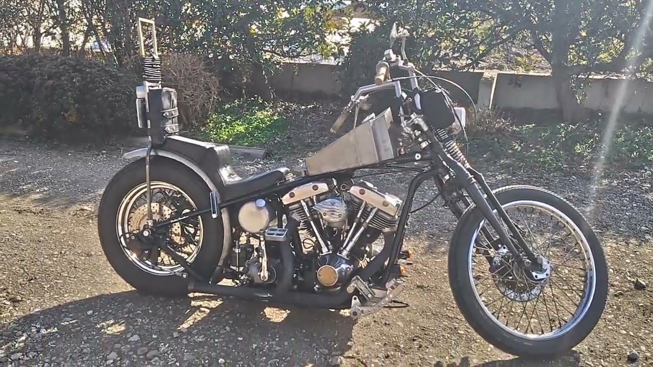 1979 ショベルへッド1340cc　リジット　始動動画　【ヤフオク出品中】