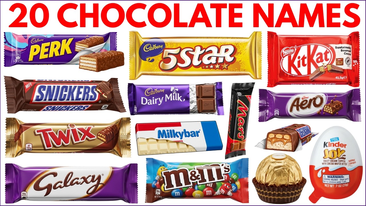 Chocolate Names | Learn 20 Chocolate Names for Kids with Picture and Sound | #chocolateforkids