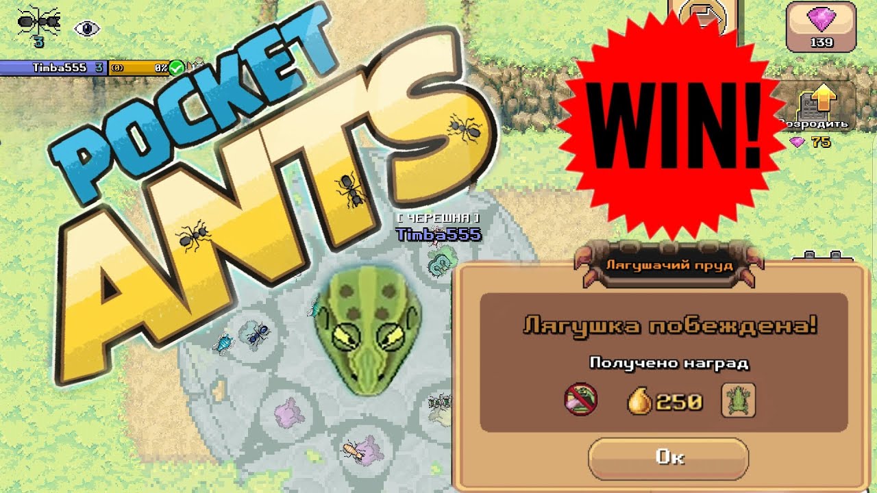 Pocket Ants l Лягушка побеждена в тестовом режиме!!! Не делай такой же ошибки на мухах как я!