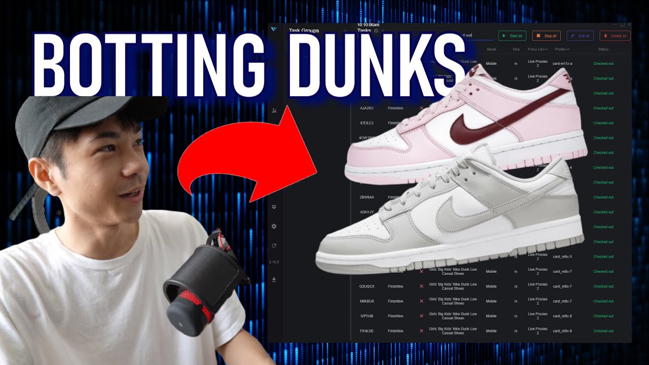 I didn't expect to checkout THIS MANY nike dunks - Sneaker Botting Livecop Vlog