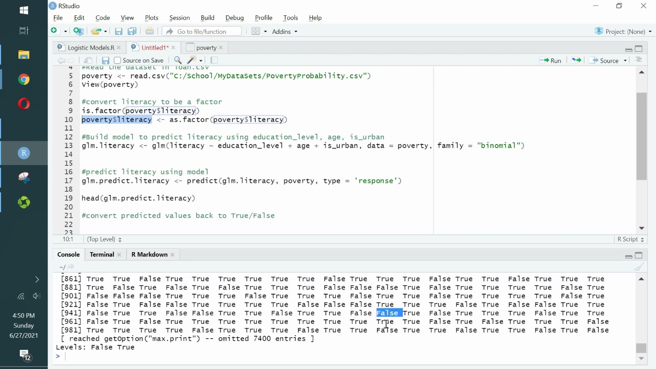 Logistic Regression in R   Creating model and testing accuracy