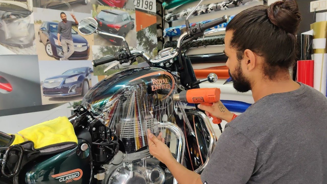 Royal Enfield Classic Reborn Lamination/ PPF Installation @VwrapsSikar