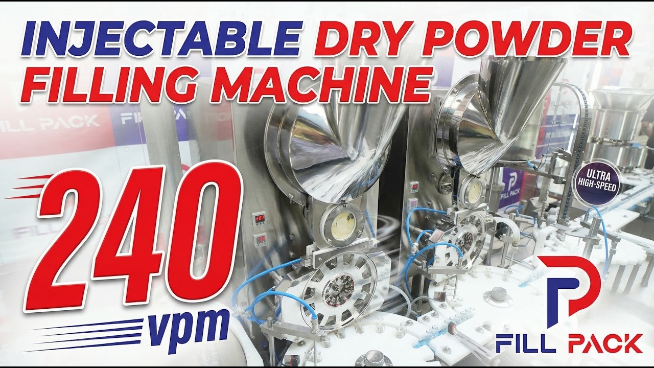 Automatic Injectable Dry Powder Filling Machine 240VPM | 12 Head Vial Sealing | Sampling & Rejection