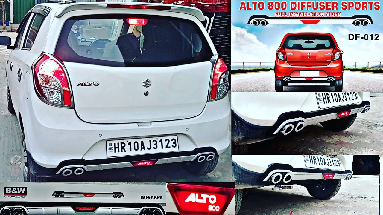 Alto 800 Sports Diffuser with LED flash || Car Accessories || Full installation video