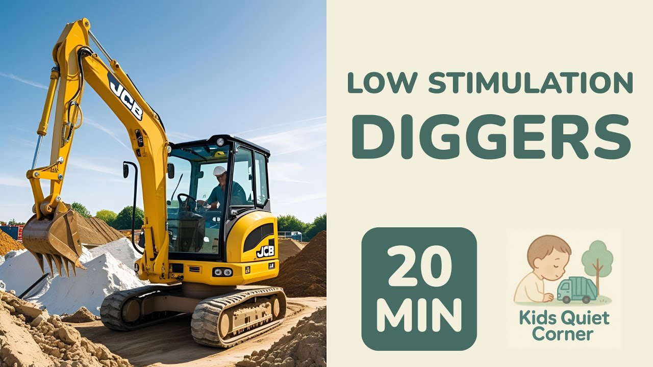 LOW STIMULATION JCB for Toddlers! 🚜 20 Mins Real Digger Action | Educational Kids Quiet Corner