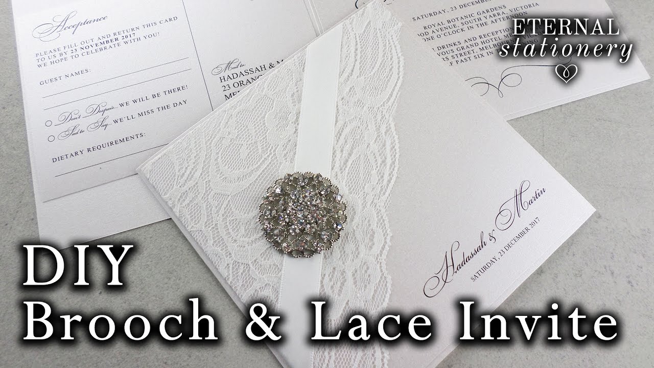 DIY Wedding Invitation - elegant brooch and lace | How to make invitations