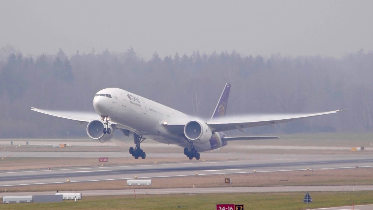 [Full HD] Thai Airways B777-3D7(ER) [HS-TKU] take off in ZRH/LSZH with ATC