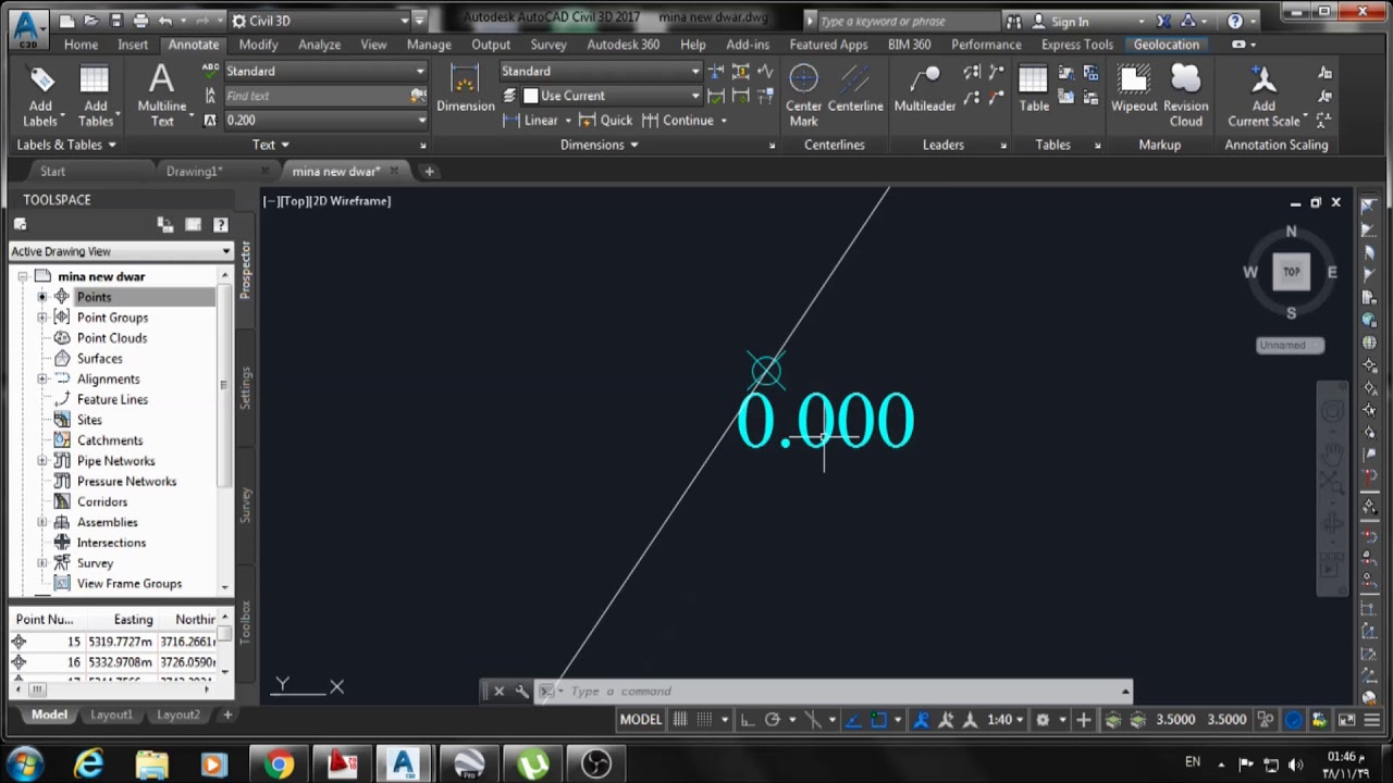 AutoCAD Civil 3D | Create Coordinate points and get them in a table.