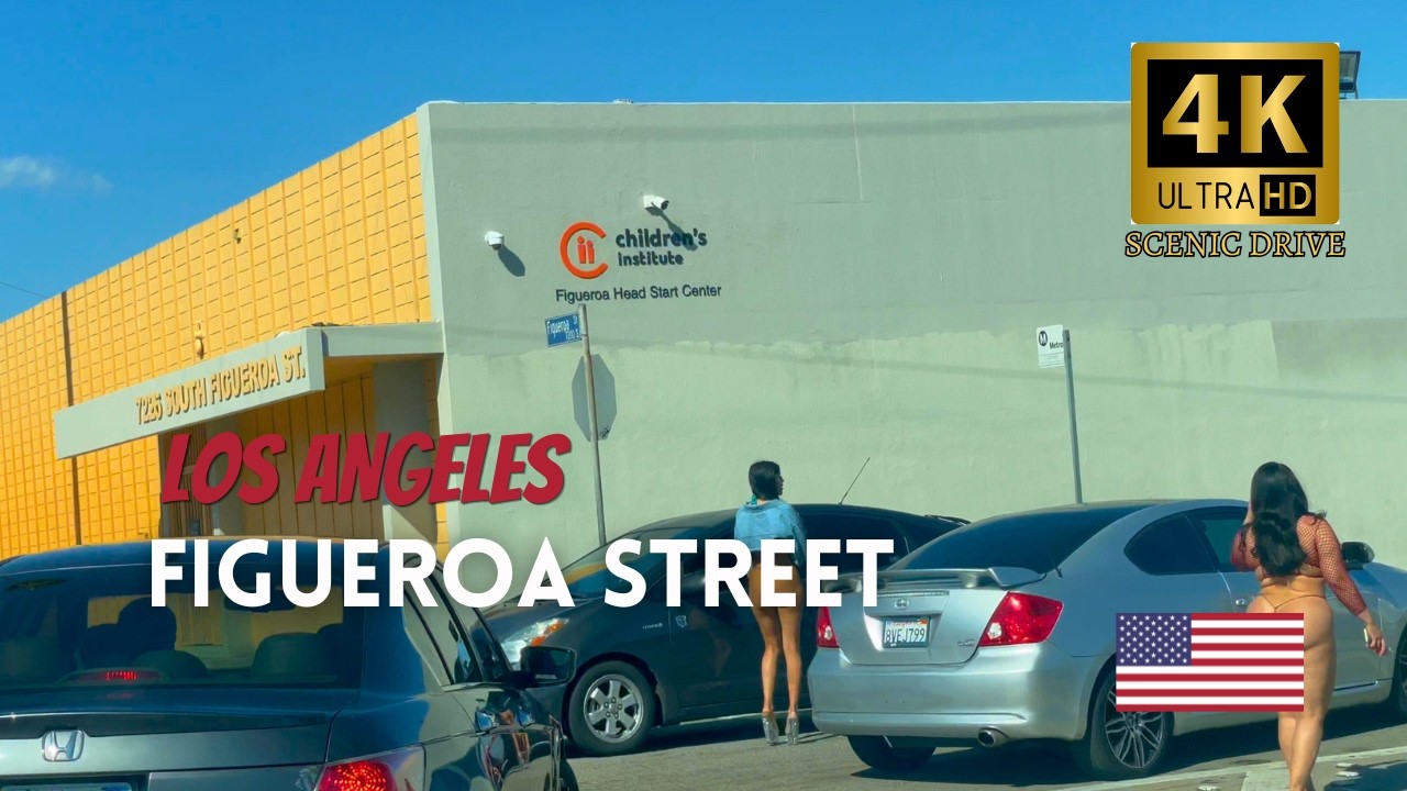 Figueroa Street Los Angeles California Scenic Drive 2023 [4K]