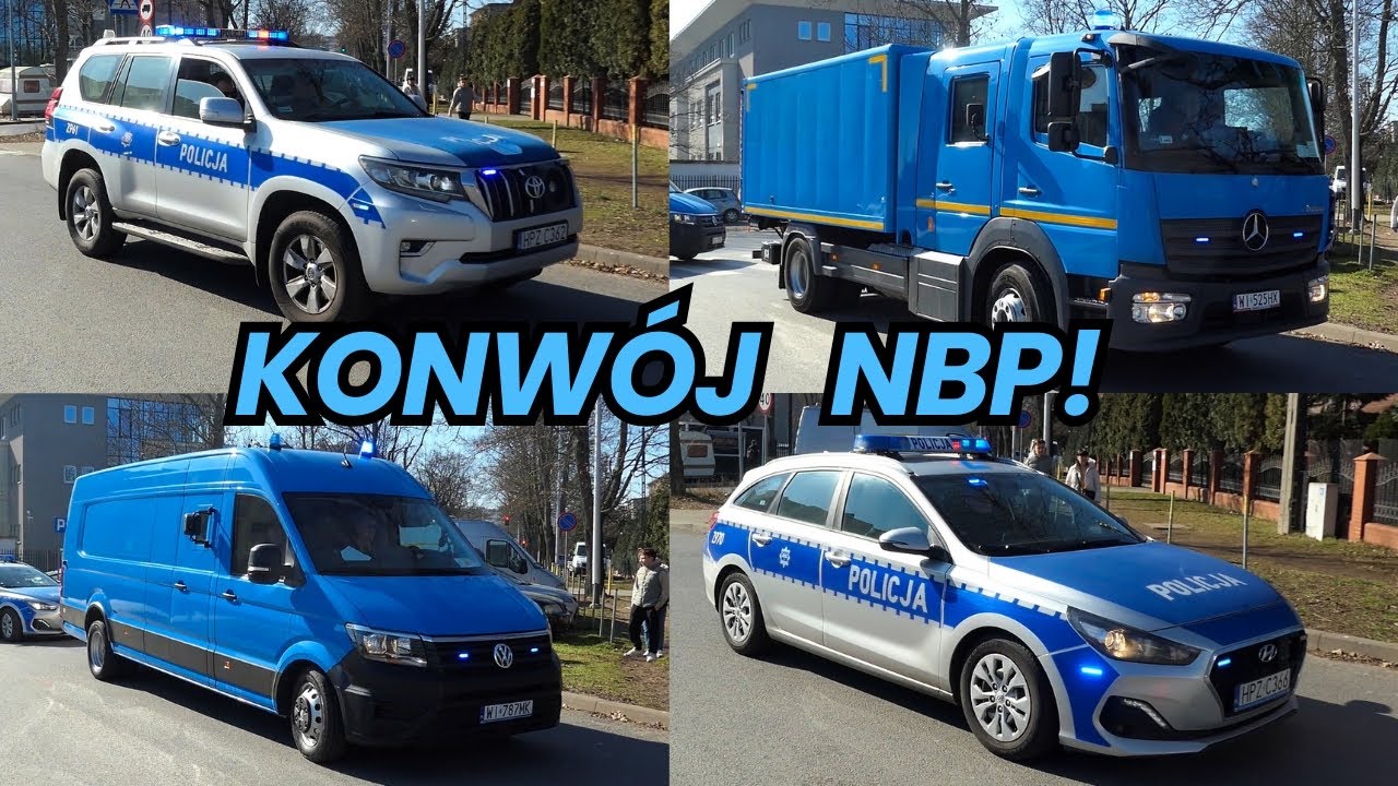Alarmowo konwój NBP z Warszawy - dojazd do skarbca w Poznaniu
