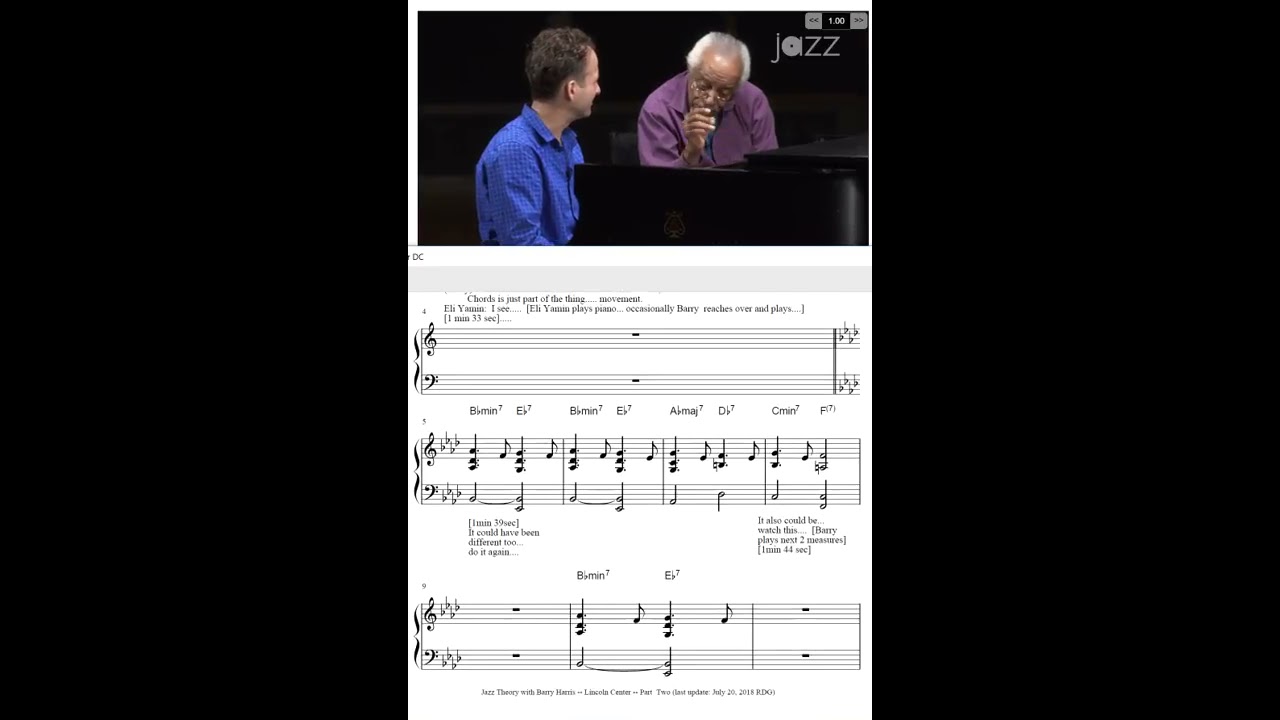 Barry Harris (live Transcript)(Part 2)Jazz Theory at Lincoln Center