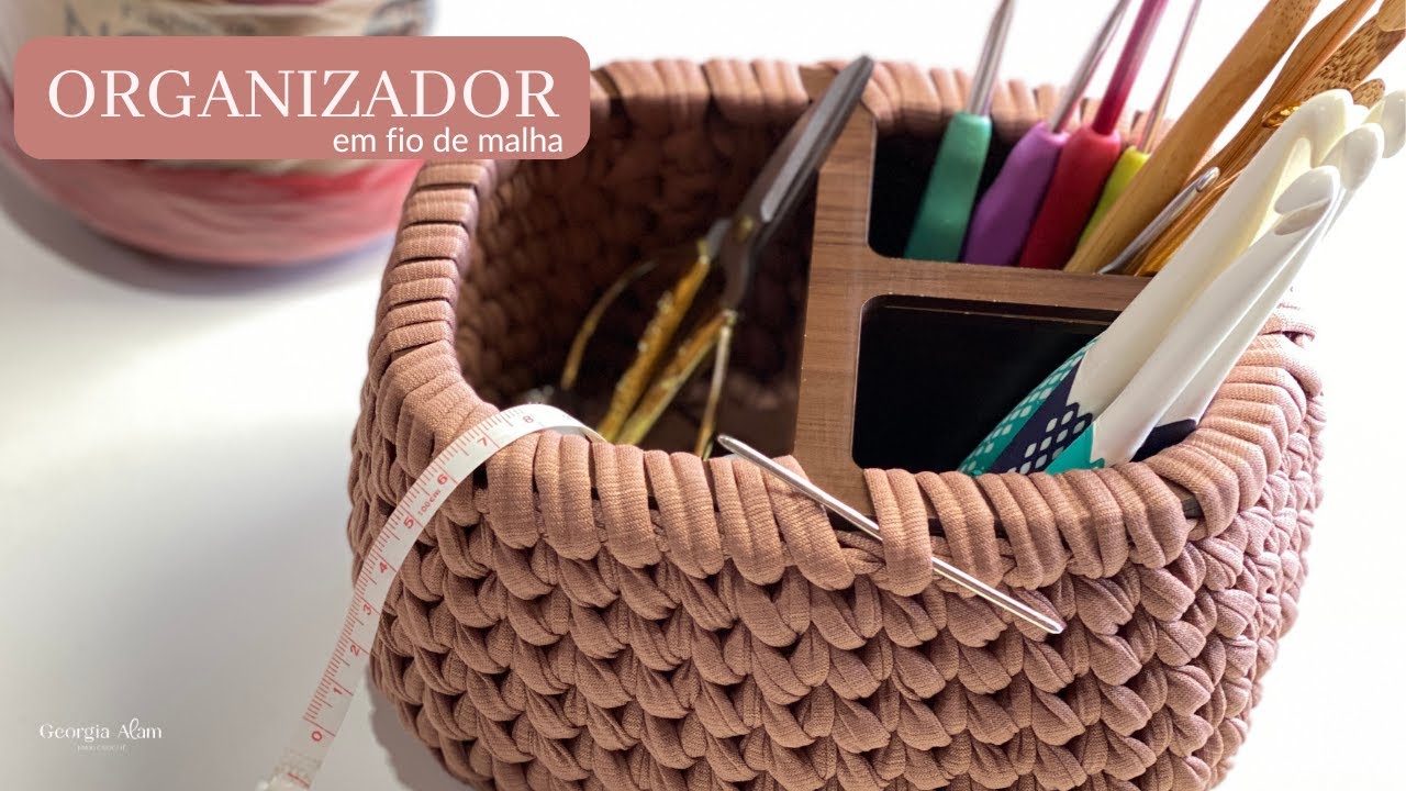 CESTO ORGANIZADOR MULTIUSO EM CROCHÊ - Feito com um ponto lindo e fácil de fazer, você vai amar!