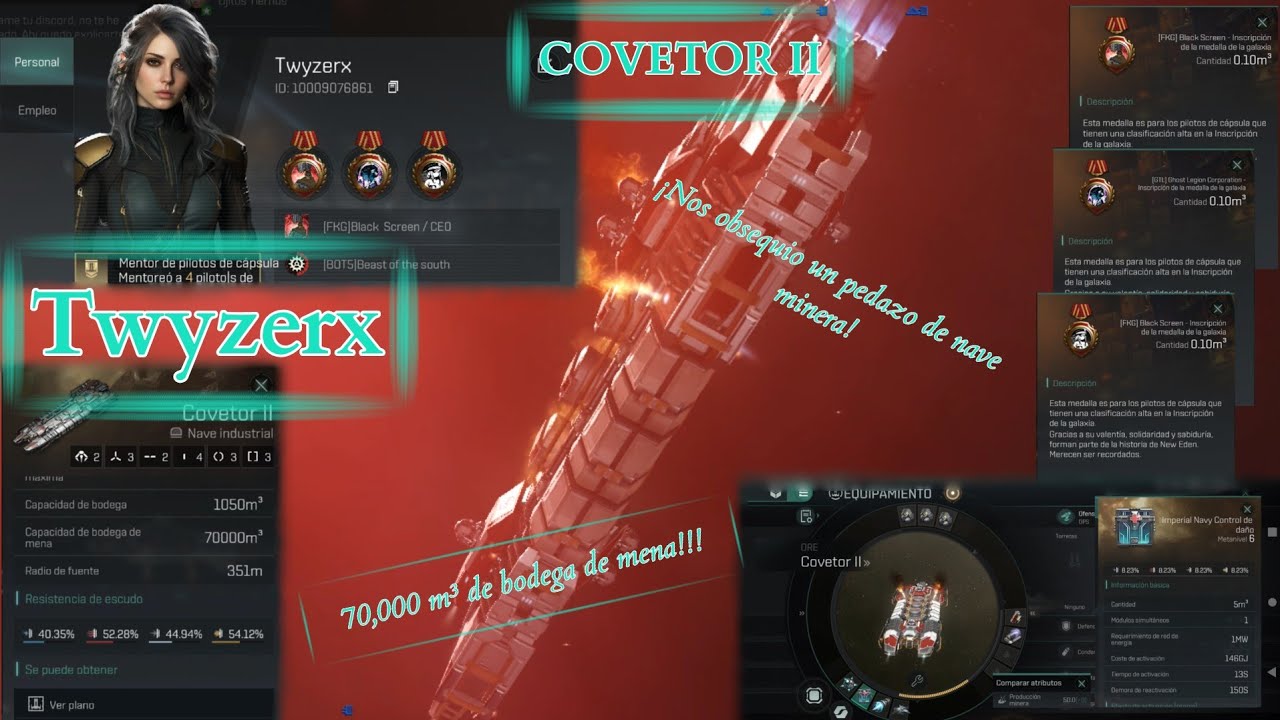 Twyzerx nos obsequia la COVETOR II!!!🎁¡Esta rotisimas!💯✨ #eveechoes #mineria #espacio #mineros 