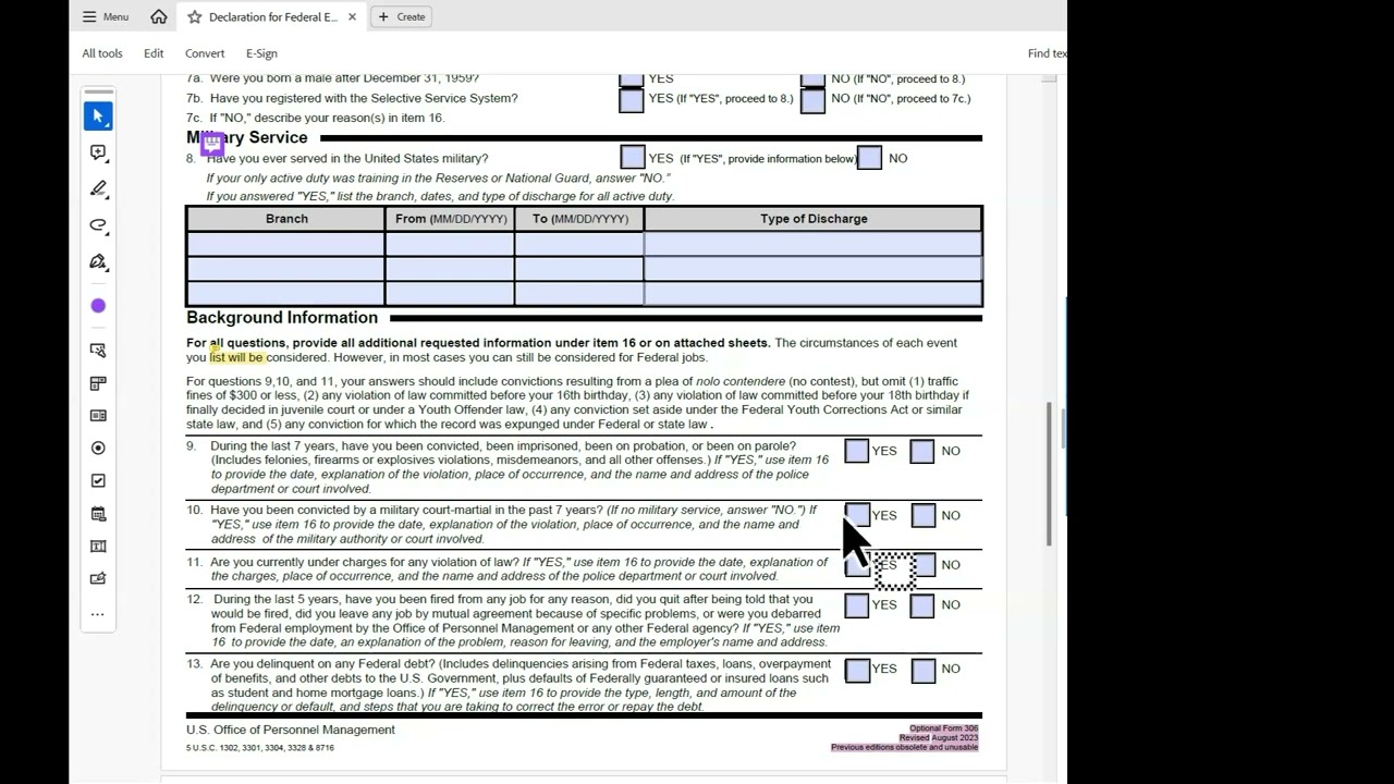 Completing the OF 306  A step by step instruction
