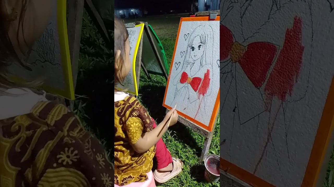 nadira melukis Berbie dilapangan